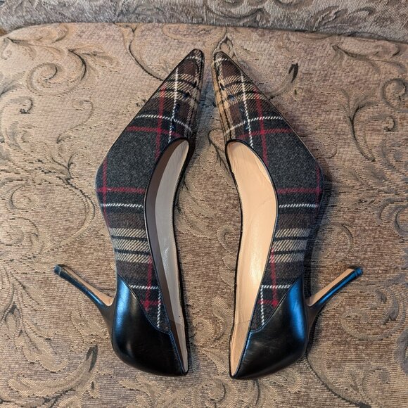 EUC Plaid Flannel Manolo Blahnik Heels SZ 40 - Picture 3 of 7